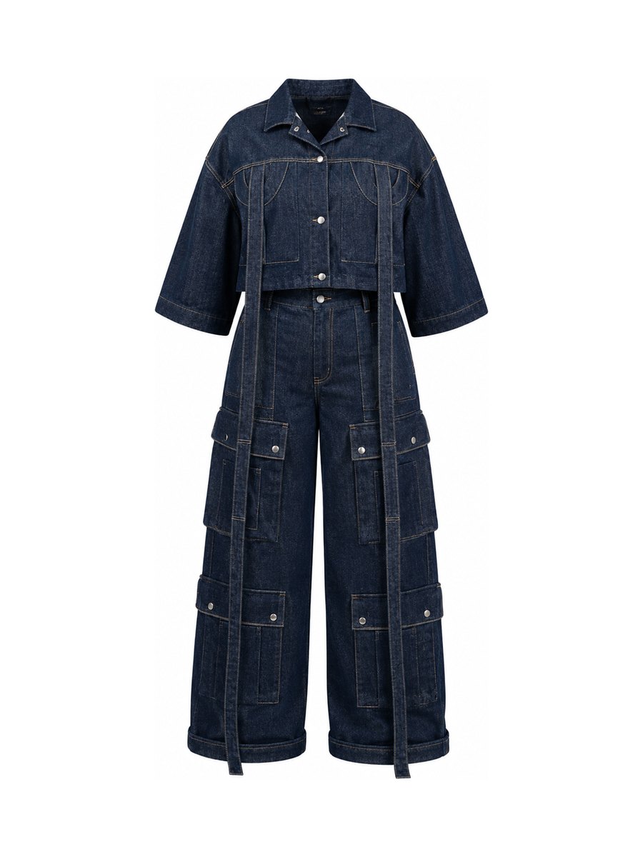 Cropped Utility Jacket Set